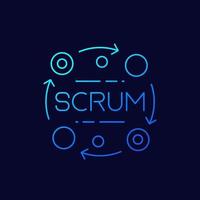 Scrum process thin line icon vector