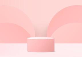 3d display product abstract minimal scene with geometric podium platform cylinder background vector 3d rendering with podium stand for cosmetic products Stage showcase on pedestal 3d pink studio