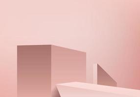 3d background products display podium scene with geometric platform background vector 3d rendering with podium stand to show cosmetic products Stage showcase on pedestal display pink studio