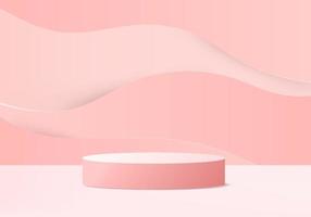 3d background products display podium scene with geometric platform background vector 3d rendering with podium stand to show cosmetic products Stage showcase on pedestal display pink studio