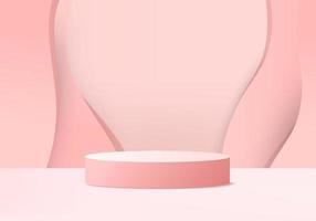 3d display product abstract minimal scene with geometric podium platform cylinder background vector 3d rendering with podium stand for cosmetic products Stage showcase on pedestal 3d pink studio