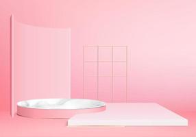 3d background products display podium scene with geometric platform background vector 3d rendering with podium stand to show cosmetic products Stage showcase on pedestal display pink studio