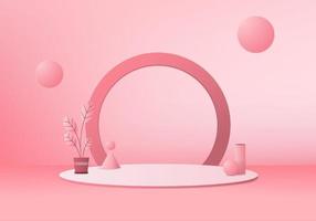 3d background products display podium scene with geometric platform background vector 3d rendering with podium stand to show cosmetic products Stage showcase on pedestal display pink studio