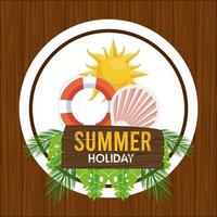 summer holiday label with sun vector