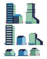 city minimal scene set icons vector