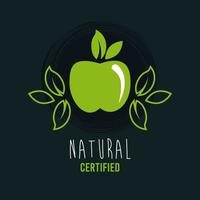 premium and healthy food poster with apple and leafs vector