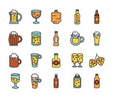 bundle of beer international day icons vector