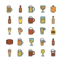 bundle of beer international day icons vector