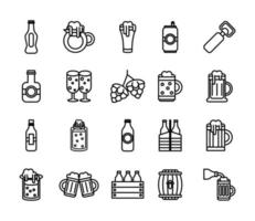 bundle of beer international day icons vector