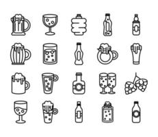 bundle of beer international day icons vector