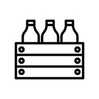 beers bottles in basket drinks international day line style vector