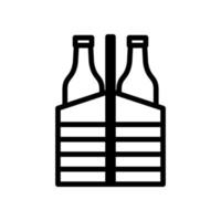 beers bottles in basket drinks international day line style vector