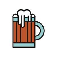 beer wooden jar drink international day fill style vector