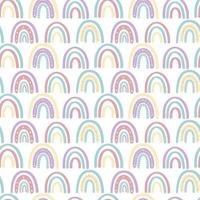 Abstract rainbow seamless pattern. Childrens pattern in muted pastel colors. Hand-drawn vector illustration. Design for textiles, packaging, wrappers