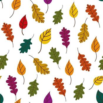 patrón de hojas caídas. Patrón de otoño de Bothnian con hojas caídas de árboles sobre un fondo blanco. fondo de otoño. ilustración vectorial en estilo plano para papel de regalo, impresión textil, blogs vector