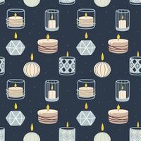 Scented burning candles seamless pattern.Design for printing, textiles, wrappers. Spa and aromatherapy Vector illustration