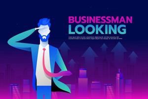 Businessman looking forward to success wiith City background, Business concept, vector 10