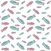 Seamless pattern with small colored fishes Hand drawn style vector illustration endless background Cartoon style