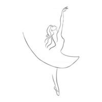 One Line Drawing Ballerina Vector Illustartion