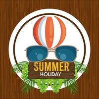 summer holiday label with sunglasses vector