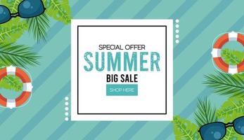 summer holidays sale poster with square frame vector