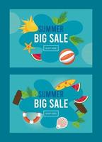 cartel de venta de vacaciones de verano con marcos de resúmenes vector