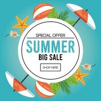 summer holidays sale poster with circular frame vector