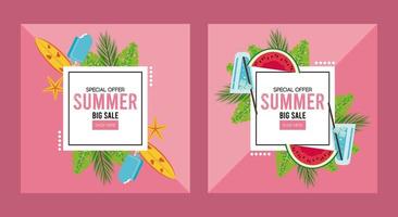 summer holidays sale poster with squares frames vector