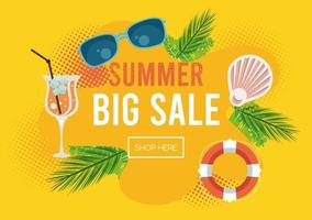 summer holidays sale poster with abstract frame vector