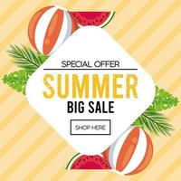 summer holidays sale poster with diamond frame vector