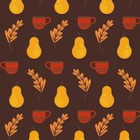 enjoy autumn poster with dry fruits and leafs pattern vector