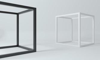 Abstract frame shapes white black cubes photo