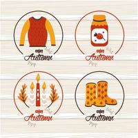 enjoy autumn letterings set frames vector