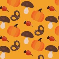 enjoy autumn poster with dry fruits pattern vector