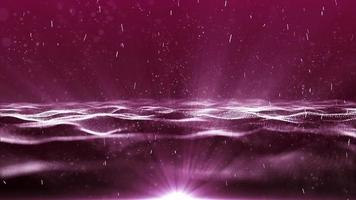 Wellenpartikel greifen in das Hintergrunddesign der Lichtstrahlen ein video
