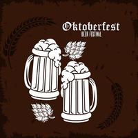 festival de celebración del oktoberfest con jarras de cerveza vector