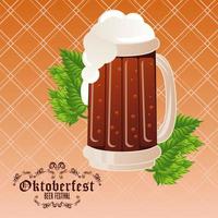 cartel del festival de celebración del oktoberfest con jarra de cerveza vector
