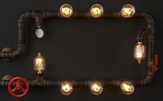 fondo oscuro pared loft steampunk lámpara de tuberías foto
