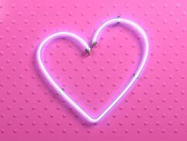 Banner pop art word love heart pink neon photo
