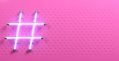 hashtag banner plástico rosa letrero de luz de neón foto