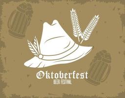 oktoberfest celebration festival with tyrolean hat vector