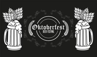 festival de celebración del oktoberfest con jarras de cerveza vector