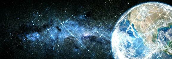 Line and dot pattern space background, elements of this image furnished by NASA photo