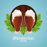cartel del festival de celebración del oktoberfest con vasos de cerveza vector