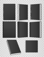 Conjunto de iconos de color negro de maqueta de libros y cuadernos vector