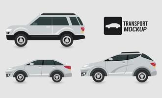 mockup cars color white isolated icons vector