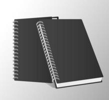 dos cuadernos, maqueta, color, negro, iconos vector