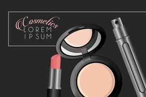 lettering and make up cosmetics in black color background vector