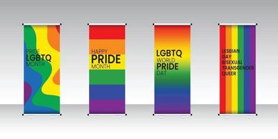 Pride LGBTQ Roll Up Set Standee Design Vector illustration