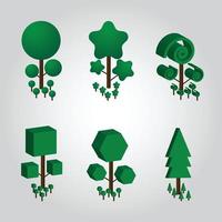 Vector illustration gradient three dimensional tree collection